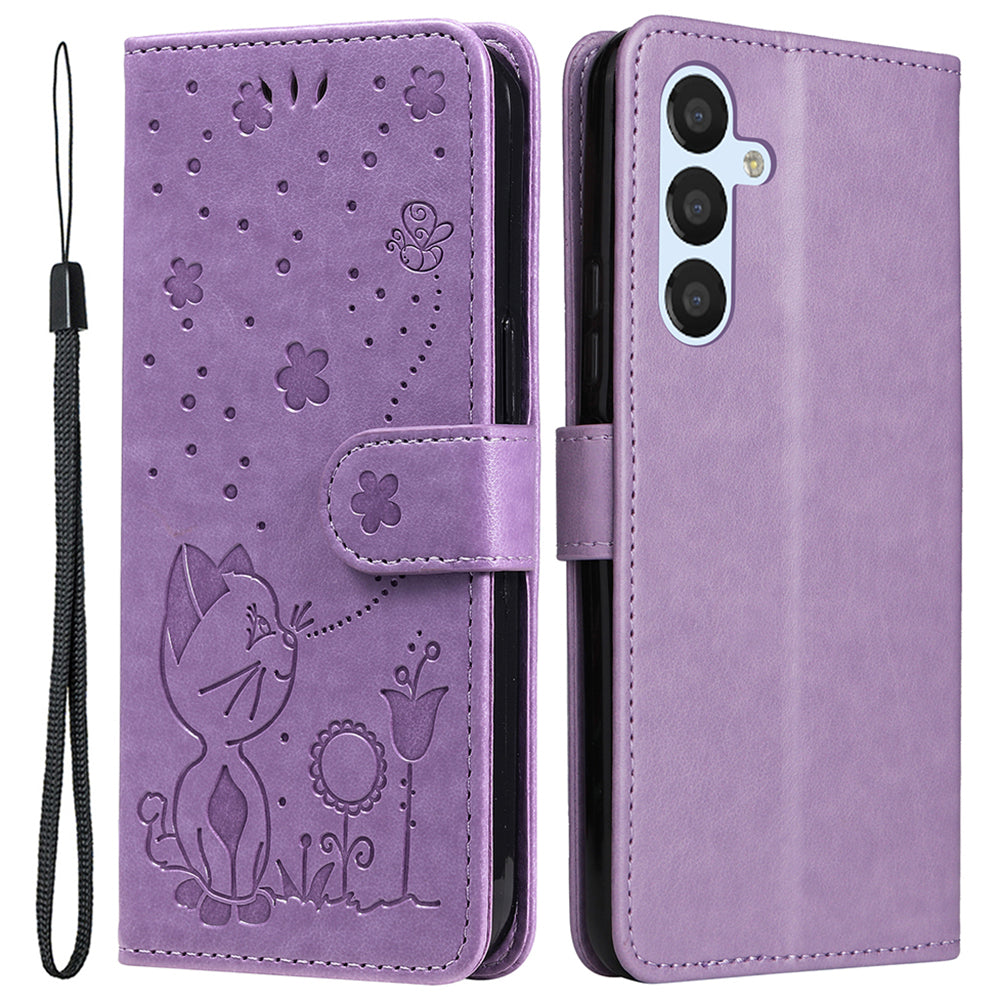 For Samsung Galaxy S23 FE KT Imprinting Flower Series-4 PU Leather Phone Case Cat Imprinted Stand Wallet Shell For Samsung Galaxy S23 FE KT Imprinting Flower Series-4 PU Leather Phone Case Cat Imprinted Stand Wallet Shell